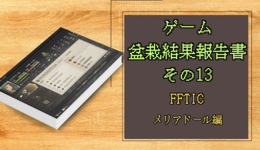ゲーム盆栽結果報告書その13 FFTIC メリアドール編